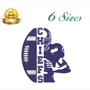 Chiefs football player embroidery design for embroidery machine. 6 sizes. 6 formats. Instant download