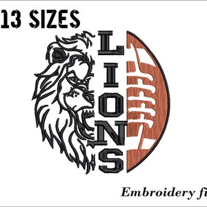 Lions football embroidery design for embroidery machine. 13 sizes. 6 formats. Instant download