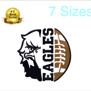 Eagles football embroidery design for embroidery machine. 7 sizes. 6 formats. Instant download