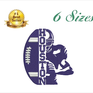 Houston Football Embroidery Design: 6 Sizes, Multiple Formats (Instant Download)