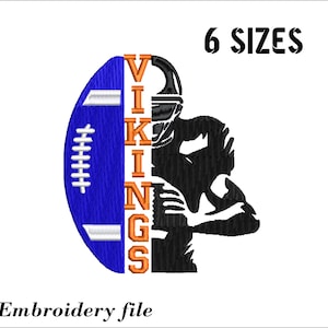 Viking football player embroidery design for embroidery machine. 6 sizes. 6 formats. Instant download