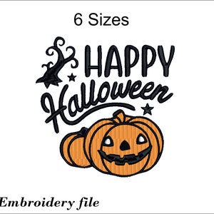 Happy Halloween Pumpkin Embroidery Design: Machine Embroidery Files (Instant Download)