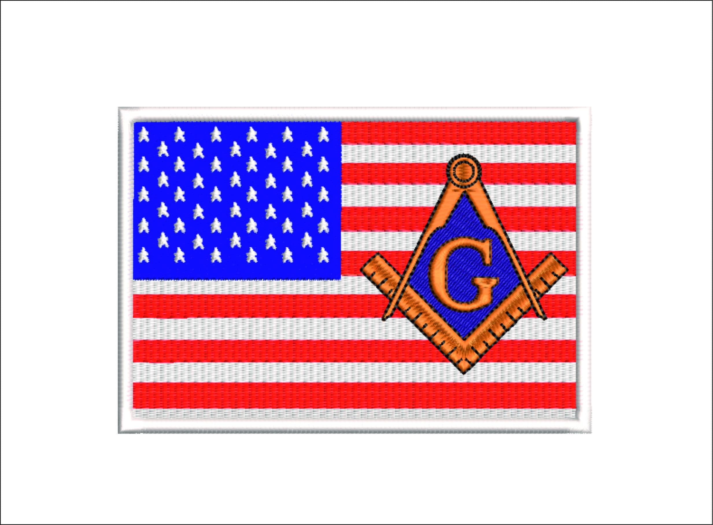 American Flag With Square & Compass Masonic Lapel Pin - 7/8" Tall Butterfly Clutch Back