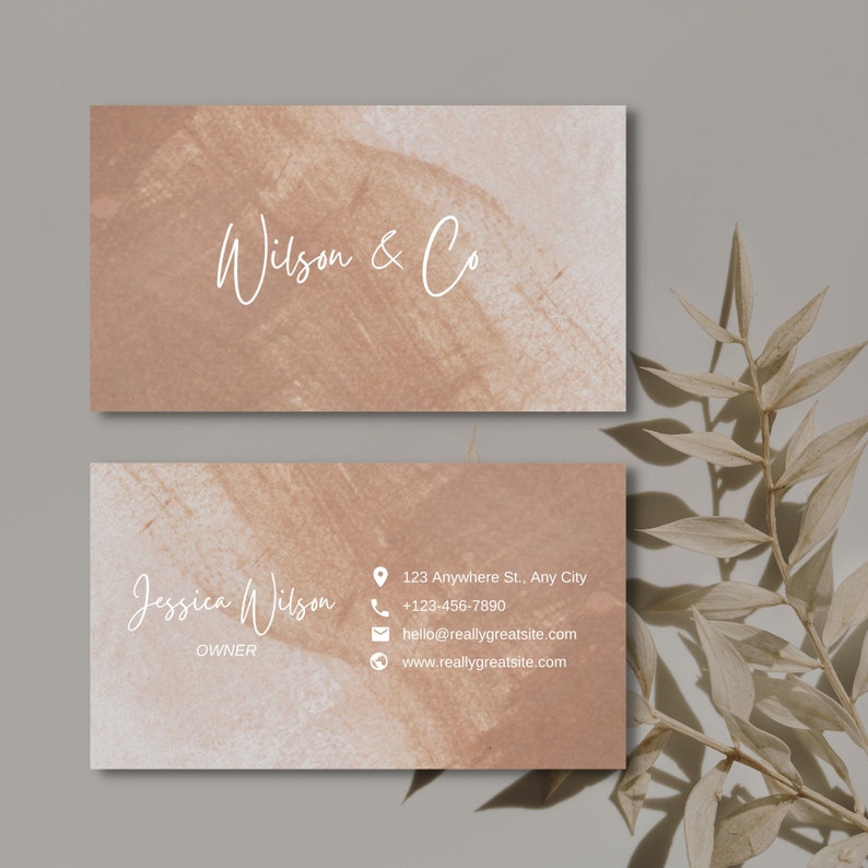 Editable Business Card , Beige Tan Business Card Template, DIY Business