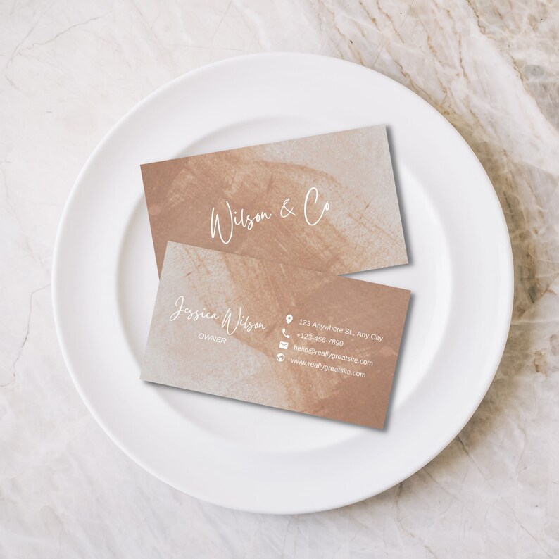 Editable Business Card , Beige Tan Business Card Template, DIY Business