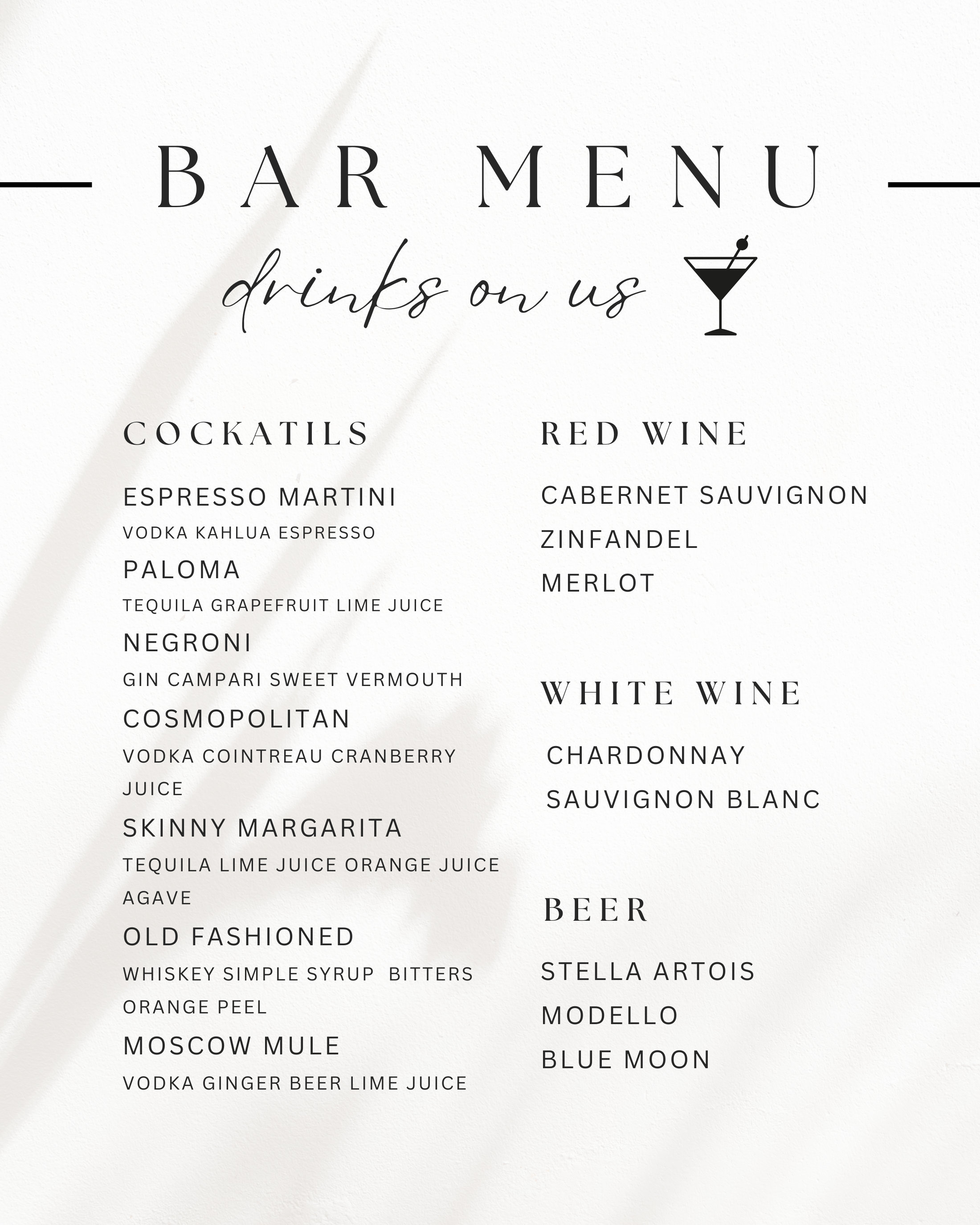 Bar Menu Aesthetic Editable Template - Etsy