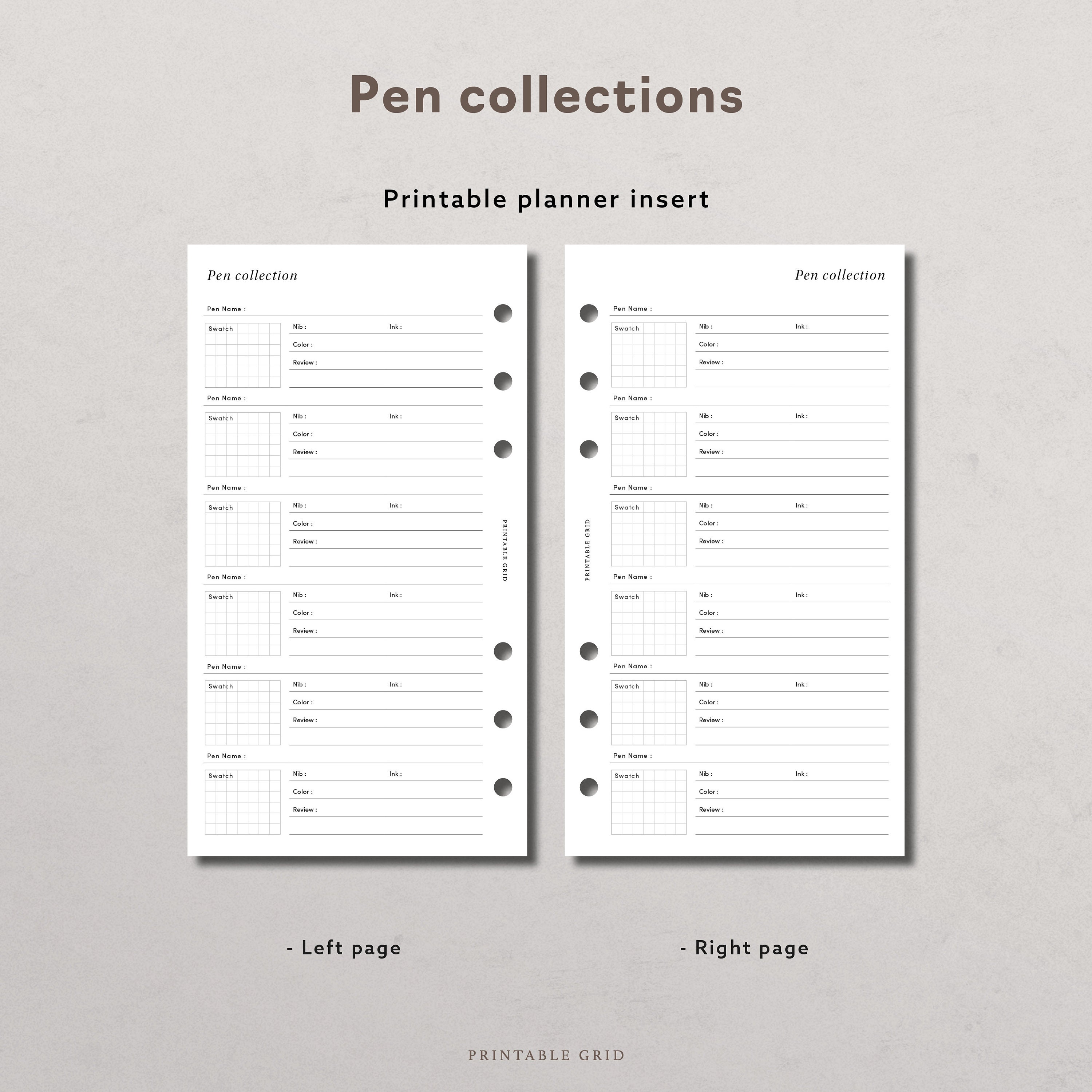 Printable Pen Colour Swatch Insert Personal Planner Printable Insert ...