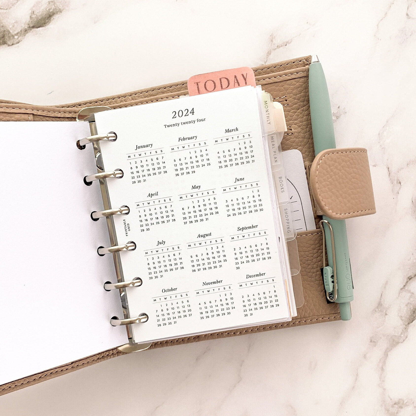 Pocket Planner Printable 2024 Calendar / 1page 2024 Calendar - Etsy