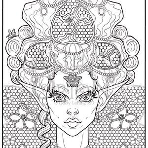 Fantasy Coloring Page Fairy Tale Illustration &quot;Queen Bee&quot;