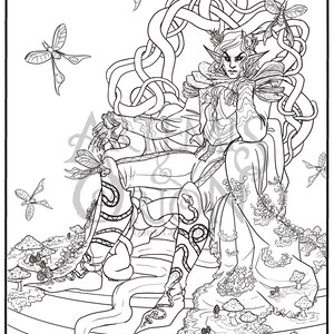 ファンタジーぬり絵ページ童話イラスト「地下の王