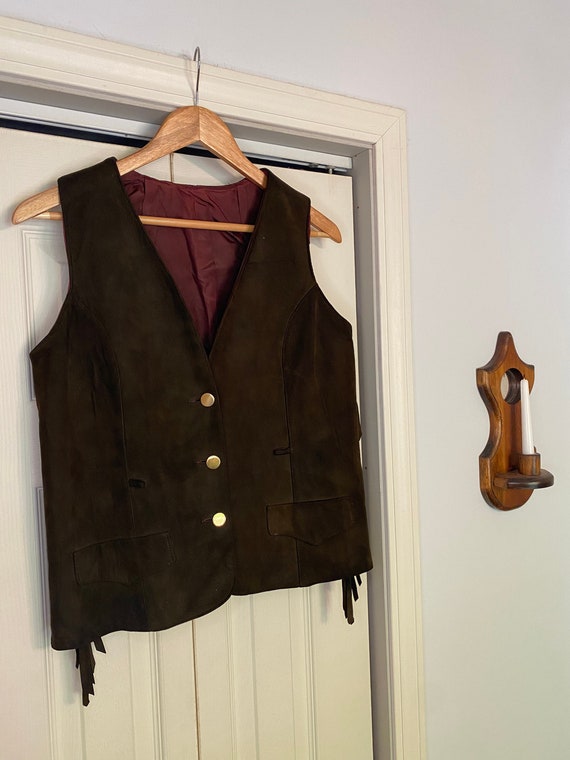 Vintage Suede Fringe Vest - image 2