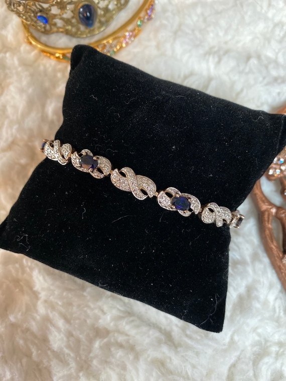 Vintage Gold Plated Blue Stone Bracelet