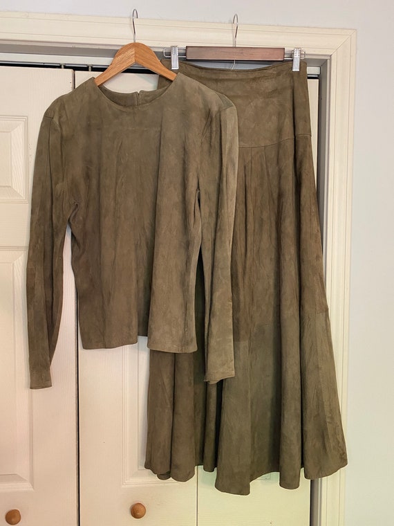 Vintage Lambskin Suede Skirt & Blouse