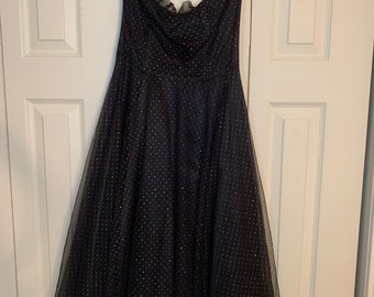 Vintage Gunne Sax by Jessica McClintock Black Strapless Sparkle Dress