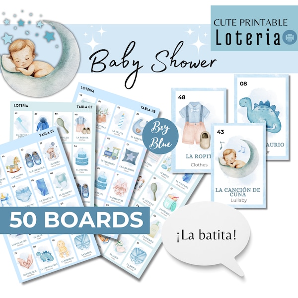 Blue Baby Shower Loteria Etsy