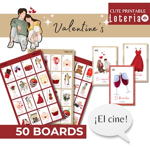 Valentine's, Valentine's Lottery, 50 boards, Game, Party, Love and Friendship, Lottery, Valentine's Day, Printable, Bingo