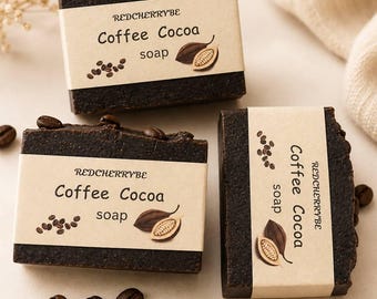 Exfoliating Coffee Scrub Soap Bar, Handmade Goat Milk Cocoa Butter Skincare, Cold Process Bath and Body, Coffee Lover Spa Gift for Him