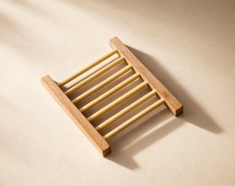 Wooden Soap Dish with Drain, Natural Bar Soap Holder and Tray