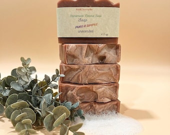 Unscented Soap Bar for Sensitive Skin, Handmade Vegan Cold Process Soap with Shea Butter & Colloidal Oatmeal, Fragrance Free Artisan Soap