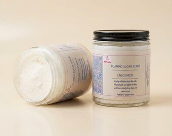 Foaming Sugar Scrub with Jojoba Oil, Whipped Body Scrub and Exfoliator