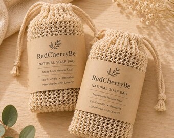 Natural Sisal Soap Saver Bag Filled with Mixed Artisan Scraps, Zero Waste Exfoliating Bath Pouch, Eco Friendly Handcrafted Skincare