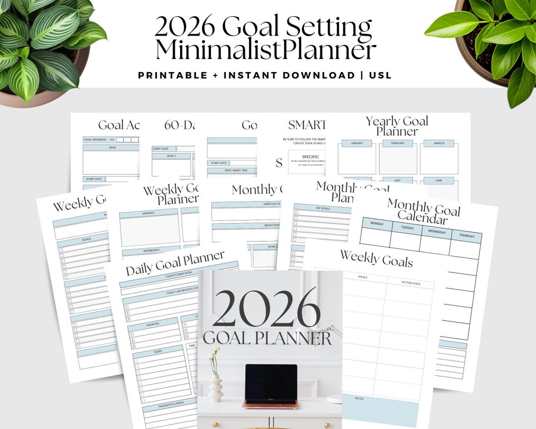 2026 Printable Goal Planner | Minimalist Productivity & Habit Tracker ...