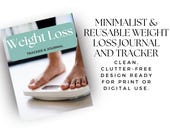 Printable Weight Loss Journal | 12-Month Body Tracker | Minimalist Fitness & Measurement Planner | Digital Wellness PDF for Women