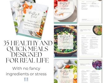Healthy & Quick Meal Plan + 30 Recipe Bundle | 4-Week Meal Prep with Grocery Lists | Busy Mom Cooking Planner