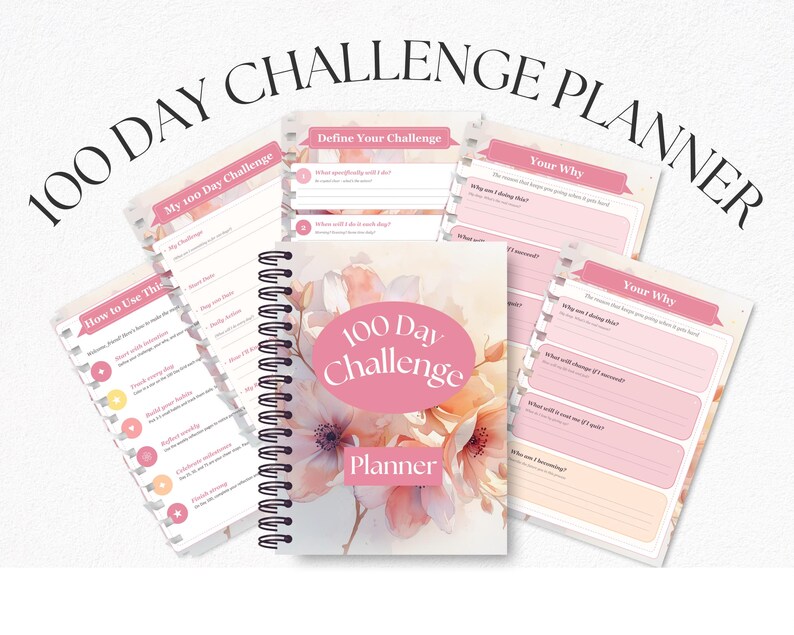 100 Day Challenge Planner Printable PDF | 100 Day Habit Tracker | Goal ...