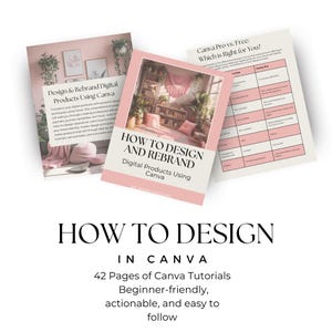 Canvas design- och omprofileringsguide | 42-sidig PDF för att skapa e-böcker, planerare, mallar och digitala produkter som säljer | Hur man designar med Canva
