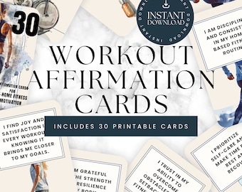 Printable Fitness Motivation Affirmation Cards I Digital Affirmation Cards I Fitness Motivation I At-Home Fitness I Workout Motivation I