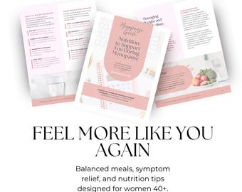 Nutrition Guide for Menopause | Printable Hormone Balance & Wellness Plan | Meal Tips, Weight Loss Support, Natural Hormone Symptom Relief