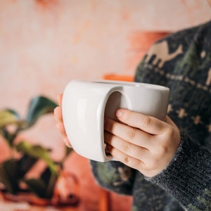 Double-Hand Warmer Mug | Two-Handed Handwarmer Mug | Left-Right Hand Coffee Mug | Handcrafted Mug With Pockets | 12 oz