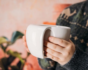 Double-Hand Warmer Mug | Two-Handed Handwarmer Mug | Left-Right Hand Coffee Mug | Handcrafted Mug With Pockets | 12 oz