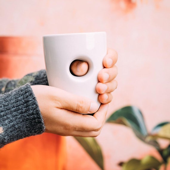 Tea/Coffee Handwarmer Ceramic Mug - Right Hand