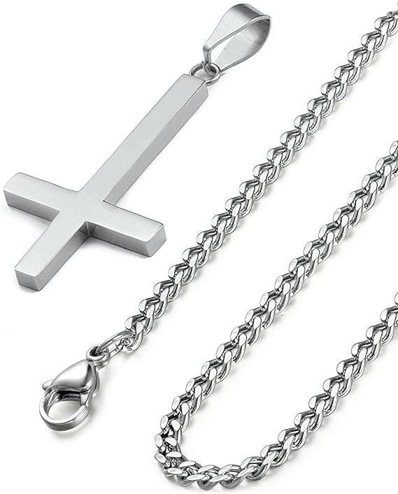 Inverted Cross Necklace | Gothic Upside Down Necklace | Black, Gold ...