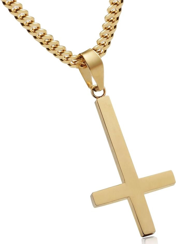 Inverted Cross Necklace | Gothic Upside Down Necklace | Black, Gold ...