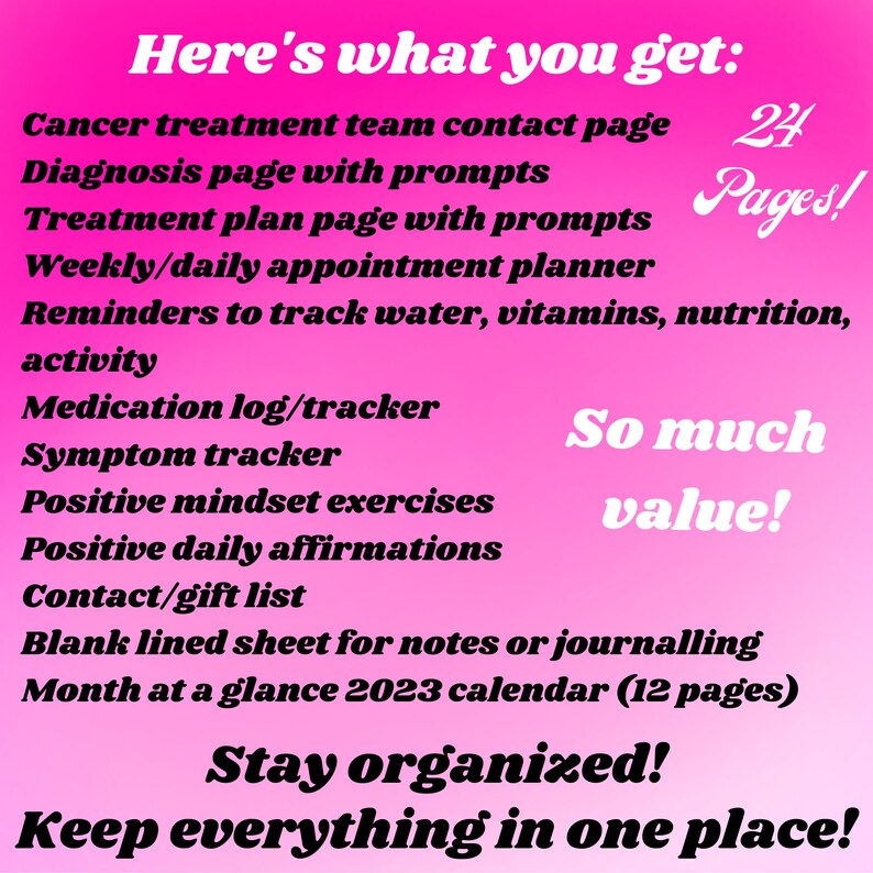 Breast Cancer Journal 24 Page Value Pack Medical Treatment Etsy