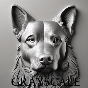 Dogs Setx4 BasRelief Digital Artwork PNG Laser Engraving CnC machine Gifts Embossed Effect Realistic Grayscale Slate Coasters