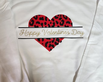 Sudadera de corazón con estampado de leopardo para el día de San Valentín