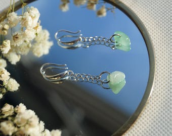 Long gemstone earrings – golden or silver hanging earrings with natural stone pendant, minimalist jewelry, pendulum earrings
