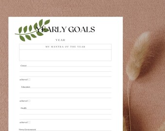 New Years Goals Planner, Instant Download, Printable New Years Goals and Mantra Journal