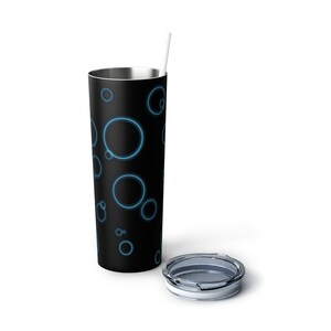 Halo Black Background - Skinny Steel Tumbler with Straw, 20oz