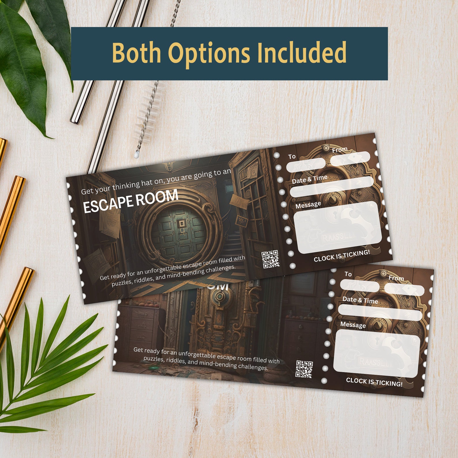 Escape Room Gift Ticket | Printable Escape Room Surpise Voucher ...