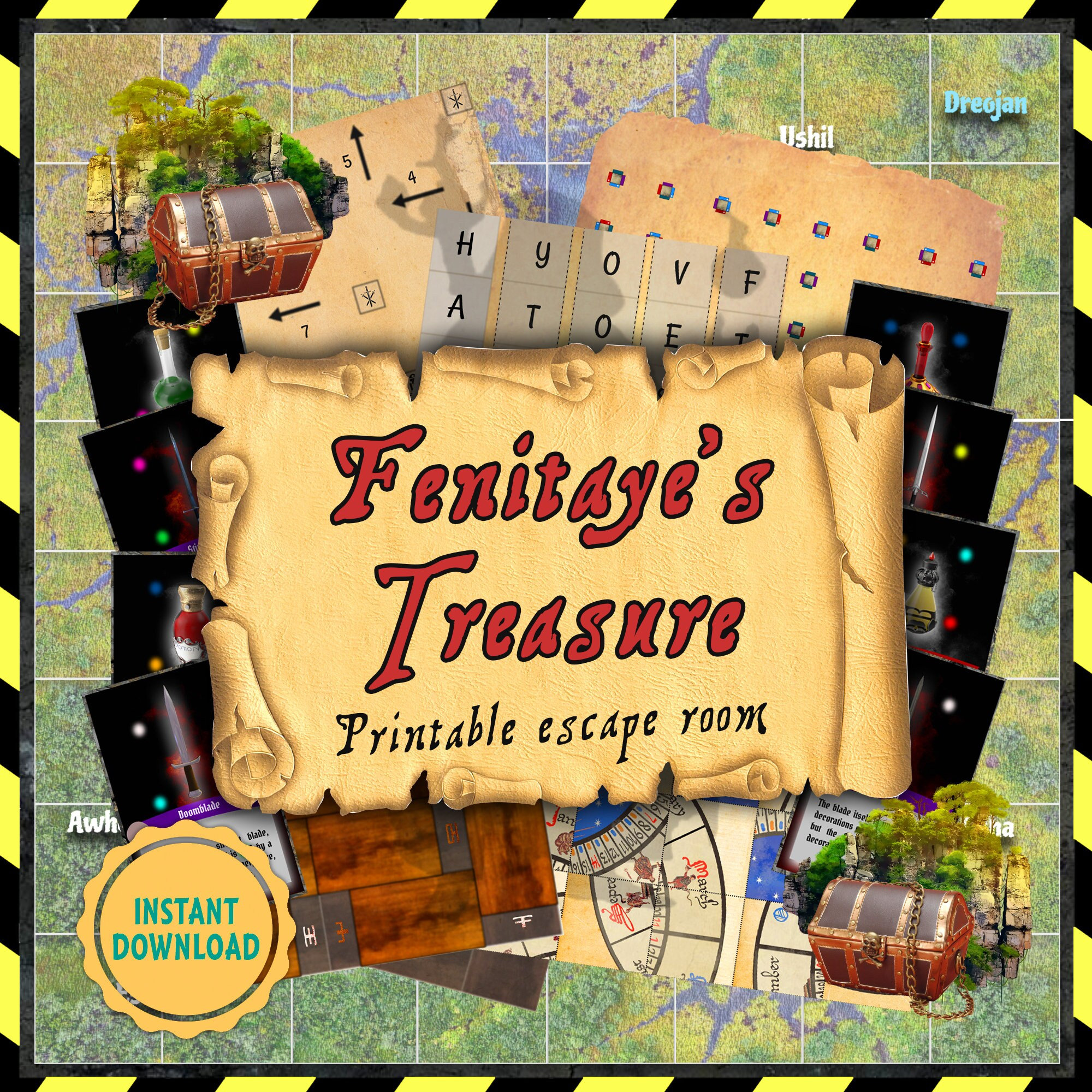 Escape Room Game DIY Printable Game Kit Digital Escape Room Adult Gift