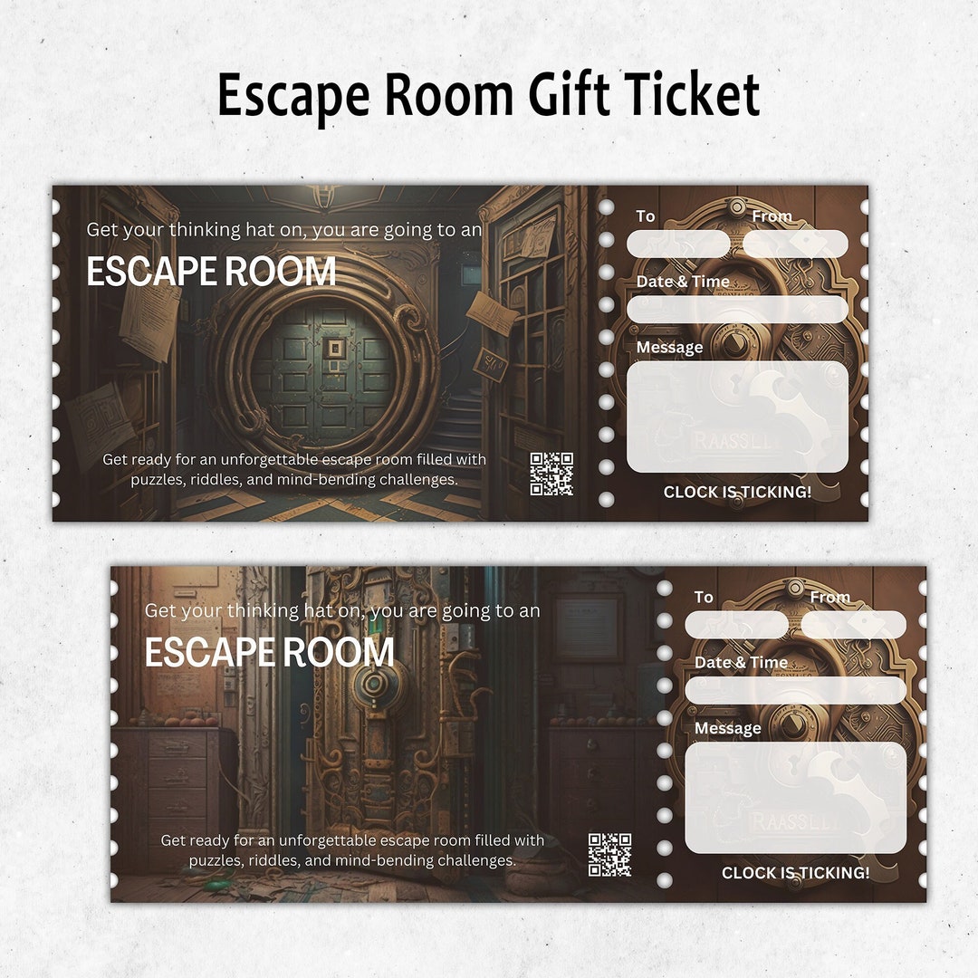 Escape Room Gift Ticket Printable Escape Room Surpise Voucher Unique