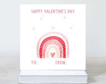 Etiquetas o pegatinas de clase de San Valentín / Impresas / Tarjetas de San Valentín / Paquete de 25