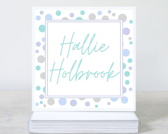 Tarjetas de papelería personalizadas, etiquetas de regalo con nombre personalizado
