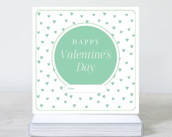 Etiquetas o pegatinas de clase de San Valentín / Impresas / Tarjetas de San Valentín / Paquete de 25