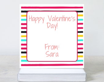 Tarjetas o pegatinas de San Valentín personalizadas para niños, paquete de 25 impresas